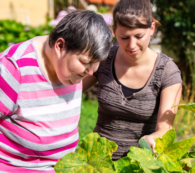 Two women working in the garden 