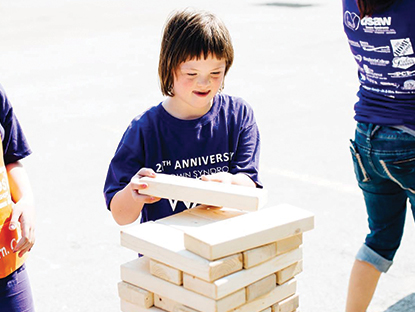 Child playing with blocks