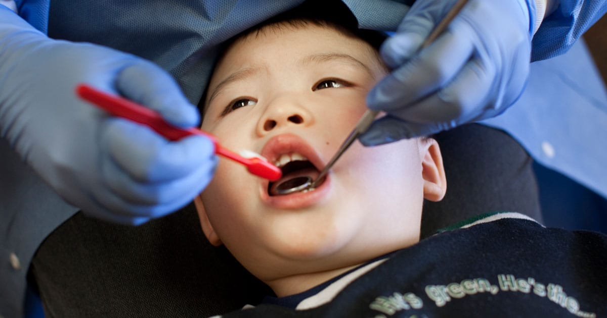 Child at a dentist's office.